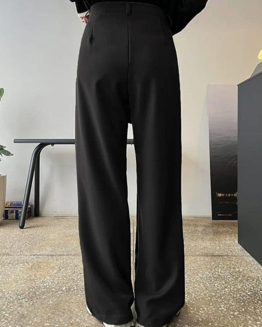 Black Straight Fit Tailored Pants