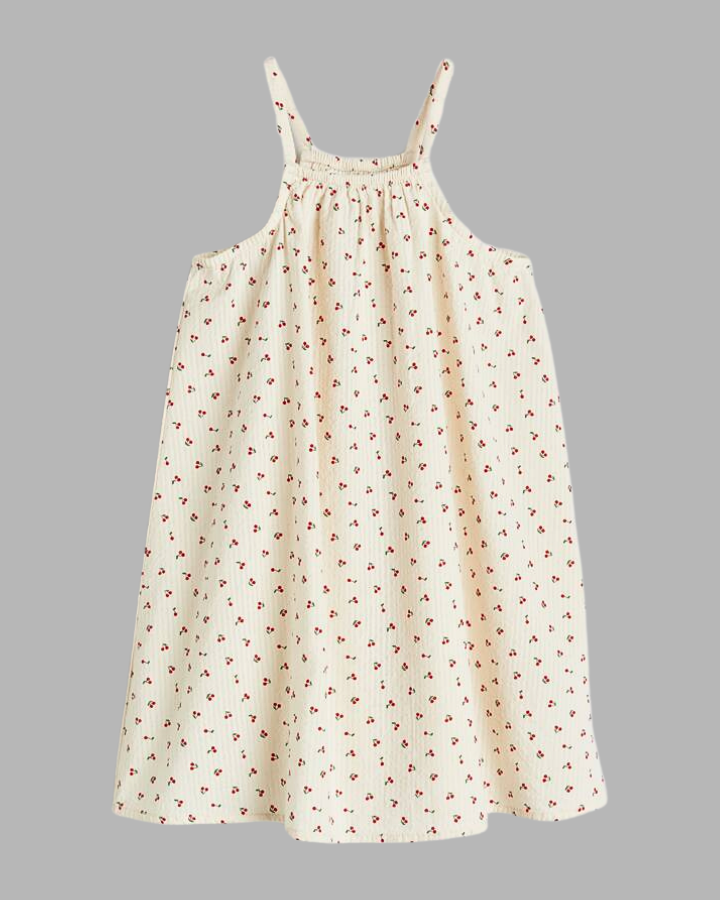 Kid's Sky Blue Floral Print  A - Line Dress