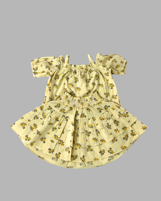 Light Yellow 2 Pcs  Top With Skirt