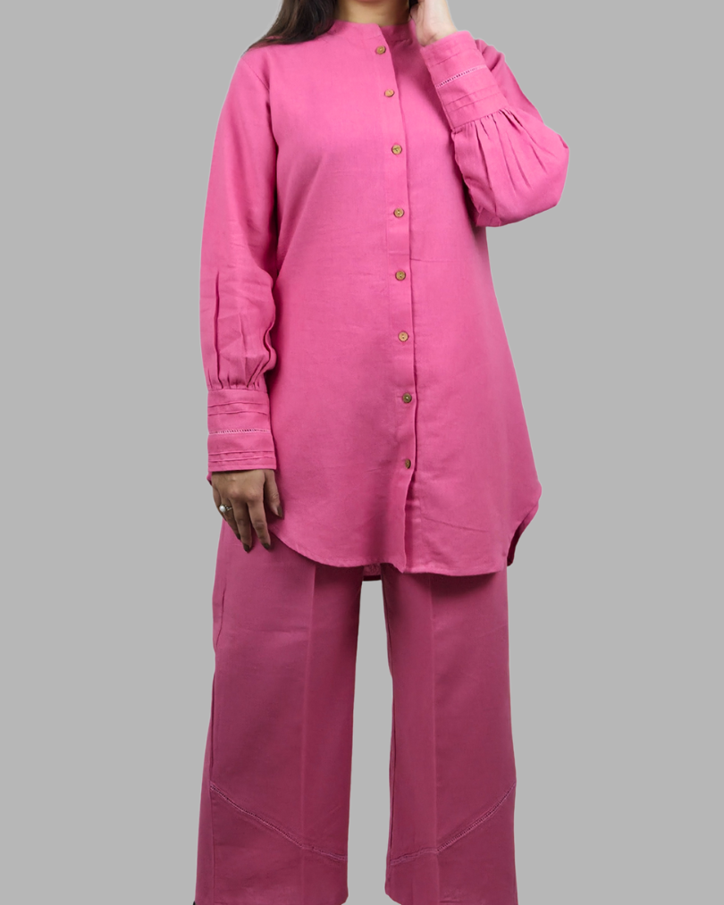 Pink Plain 2 Pcs Co-ord Set