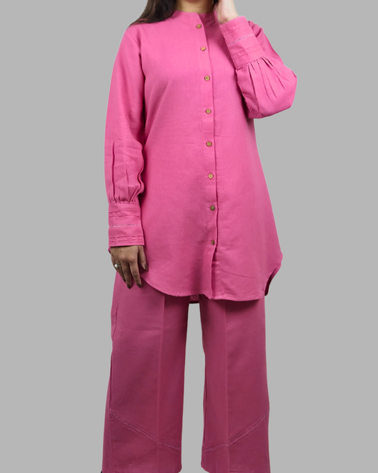 Pink Plain 2 Pcs Co-ord Set