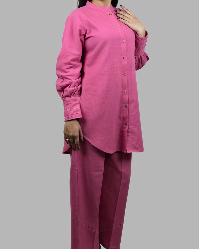 Pink Plain 2 Pcs Co-ord Set