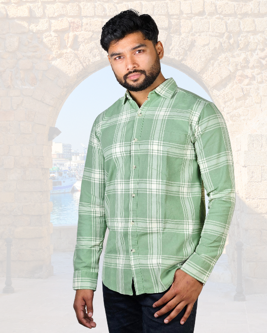 Premium OXFORD COTTON Mint Green Checked Shirt ( SF)
