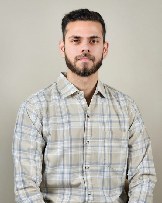 Premium Oxford Cotton - Beige Checks Casual Shirt (SF)