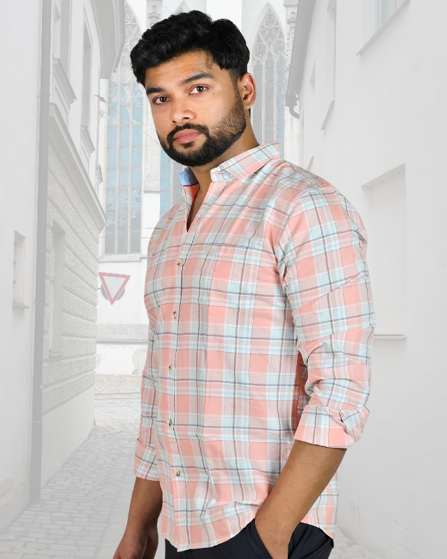 Premium Oxford Cotton - Casual Wear Pink Checks Shirt (SF)