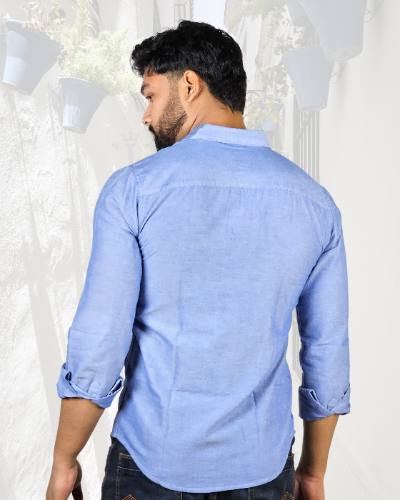Premium Oxford Cotton Sky Blue Casual Shirt (SF)