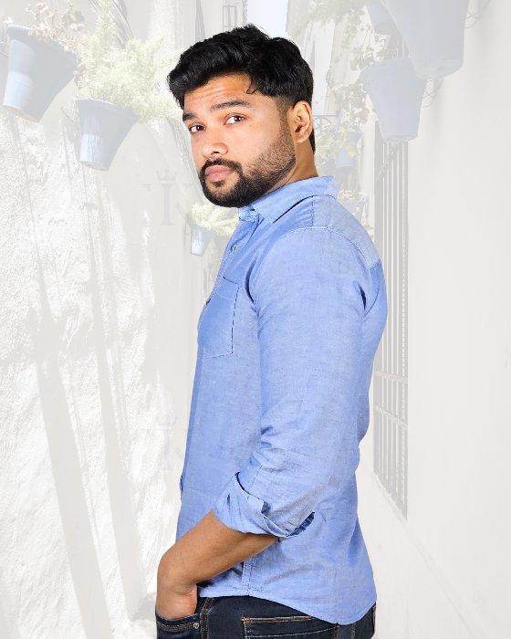 Premium Oxford Cotton Sky Blue Casual Shirt (SF)