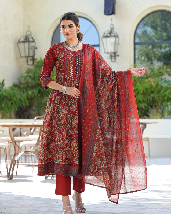 Red Anarkali dress for women