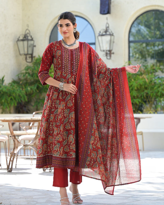 Red Anarkali dress for women