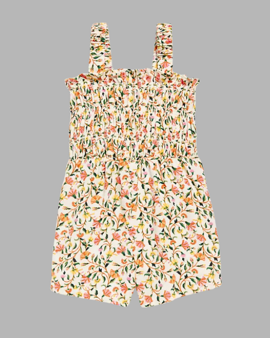 Sleeveless Smocked Double-Weave Multicolor Romper for Girls