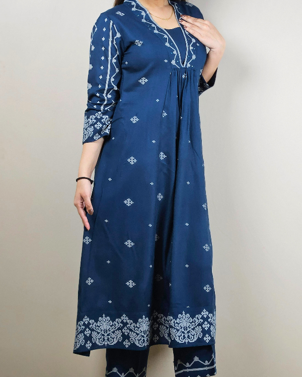 Purple V Neck 2 Pcs Anarkali Kurta Set