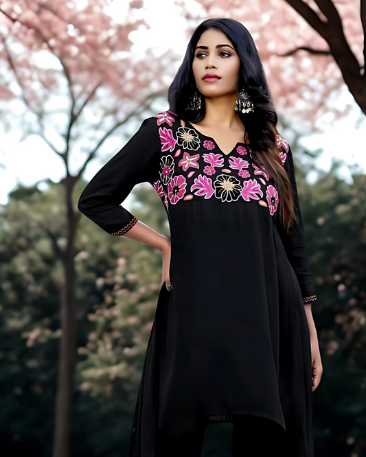 Black Embroidered Co-ord Set