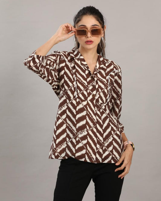 Chocolate Brown V Neck Kurti Top
