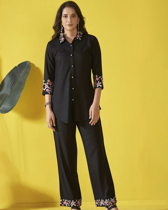Black 2 Pcs Co-ord Set